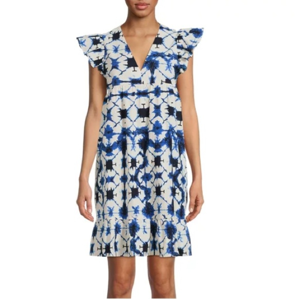The Get tie dye ikat babydoll dress